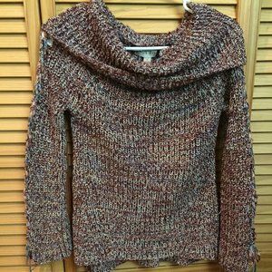 Knox Rose Multi-Color Knit Scrunch Neck Sweater